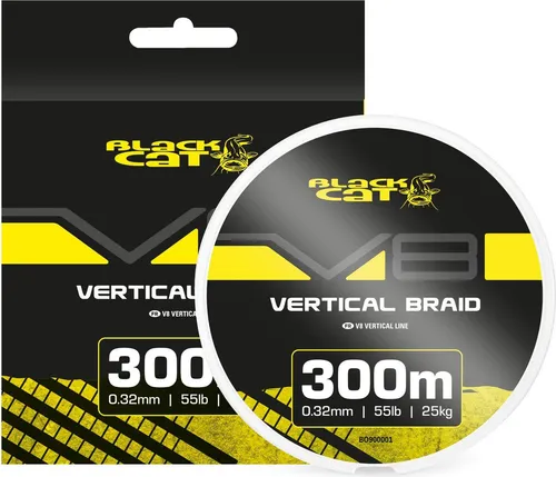 Black Cat V8 Vertical Schnur 0.32mm 25kg - Geflochtene Angelschnur für Wallerangeln - Präzise Kontrolle beim Vertikalfischen mit der Black Cat V8 Schnur. Kontrastreiche Farbabschnitte und hohe Tragkraft sorgen für optimale Köderführung und Stabilität. Ideal für anspruchsvolle Angler!