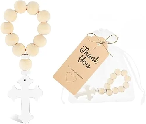 TOEECY Hölz Kreuz Rosenkranz Katholisch Mit Garnbeutel Erstkommunion Geschenke Mädchen Taufe Deko Kruzifix Geschenke Zur Kommunion Junge Moderne Kreuze Für Das Tägliche Gebet