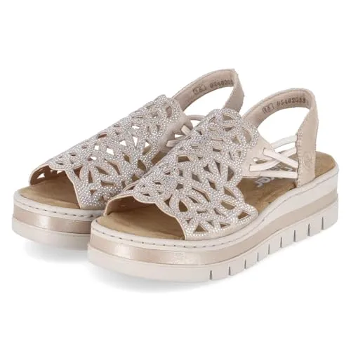 Produktbild Rieker Damen Hochfront Sandale V4941 mit Strass, Größe: 41 EU, Farbe: Beige