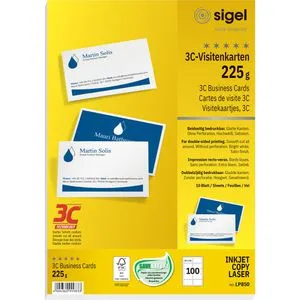 Sigel LP850 3C Visitenkarten beidseitig 85x55 225g