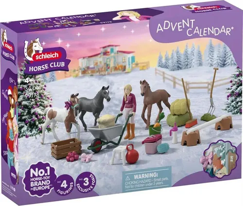 Schleich 99178 - Horse Club Adventskalender 2025 - Adventskalender für Pferdefans mit 3 exklusiven Fohlen und allem für die Pferdepflege – ein Weihnachtswunder auf dem Lakeside Pferdehof!