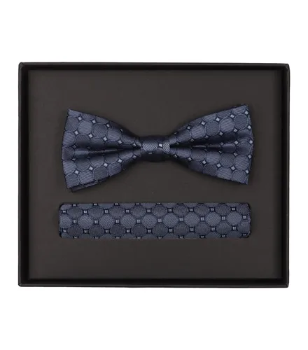 VENTI Herren Fliege Einstecktuch Set - 2-tlg aus 100% Seide - Krawatten & Fliegen: Elegantes Set mit gepunkteter Fliege und Einstecktuch, ideal für Business und feierliche Anlässe, OEKO TEX - Standard 100 für höchste Qualität.