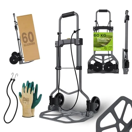 TroniTechnik Sackkarre - Klappbare Transportkarre für bis zu 60kg - Sackkarren für den einfachen Transport von Lasten, klappbar und mit rutschfester Transportfläche. Ideal für Zuhause und im professionellen Einsatz.