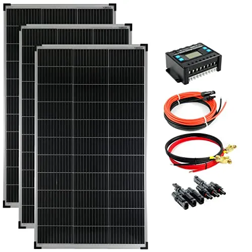 SOLARTRONICS Solar Set 3x 140W monokristalline Solarmodul + 20A Laderegler blau + Solarkabel + Batteriekabel + Solarstecker Photovoltaik Inselanlage