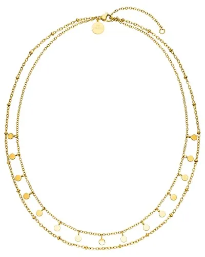 Purelei® Plain Kette – Doppelreihige Halskette mit Kügelchen & Coin-Anhängern - Ketten für Damen, verstellbare Länge von 40–50 cm für einen perfekten Sitz und modernes Layering-Design mit eleganten Anhängern.