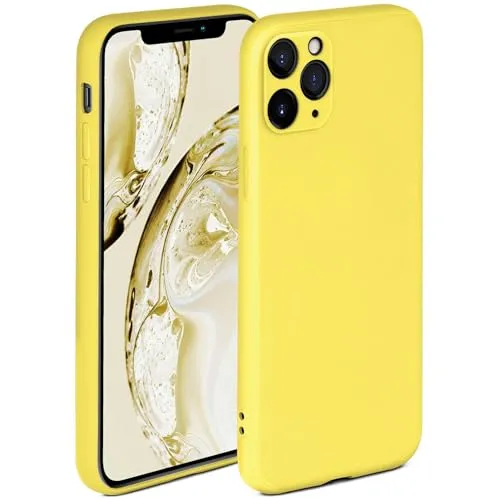 ONEFLOW Soft Case für iPhone 11 Pro Hülle aus Silikon mit Kameraschutz, Silikonhülle mit erhöhtem Schutz fürs Display, Backcover Schutzhülle, weiche Handyhülle, Gelb