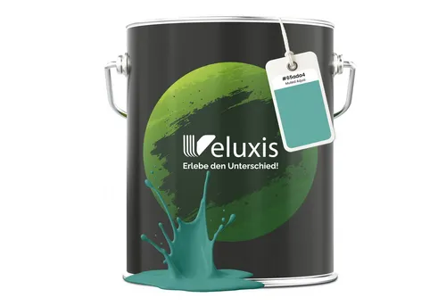 Veluxis® Edle Wandfarbe - Deckkraft-Klasse 1, tropfarm blau - Hochdeckende, emissionsarme Wandfarbe für den Innenbereich, ideal für verschiedene Untergründe. Einfach in der Anwendung und sorgt für ein streifenfreies Finish.