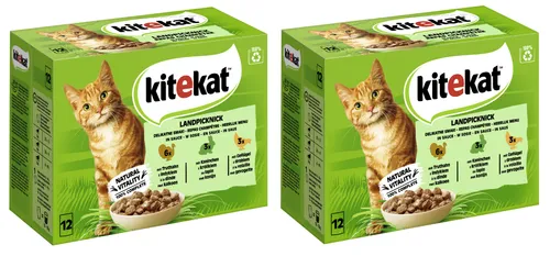 KITEKAT Portionsbeutel Landpicknick in Sauce 2x 12x85g Katzenfutter Nassfutter