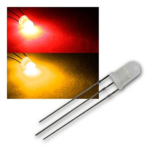 world-trading-net 10 LED 5mm diffus Rot/Gelb-Grün 2-farbig, 3-Pin, Leuchtdiode, bedrahtet, Diode leuchtend, als Bauteil