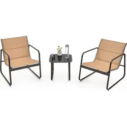 3tlg. Garten Lounge Set – Elegantes Gartenmöbel Set mit 2 Stühlen & Beistelltisch