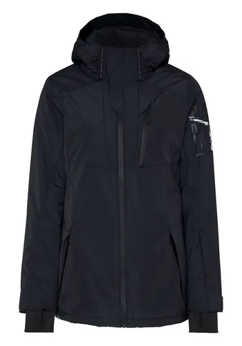 Chiemsee Skijacke mit Skipasstasche am Unterarm - Die einfarbige Damen Skijacke von CHIEMSEE überzeugt mit winddichten, atmungsaktiven und schnell trocknenden Eigenschaften. Ideal für den Wintersport, bietet sie optimalen Komfort und praktische Details wie einen Schneefang und eine Kapuze.