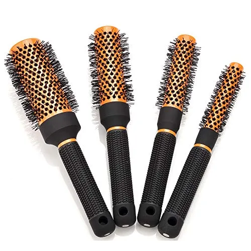 Faletony 4er Set Haarbürsten Salon Profi Haar-Rundbürste Rundkamm Fönbürsten-Styling-Bürsten-Set Zum Salon Styling Pinsel Friseur Werkzeuge