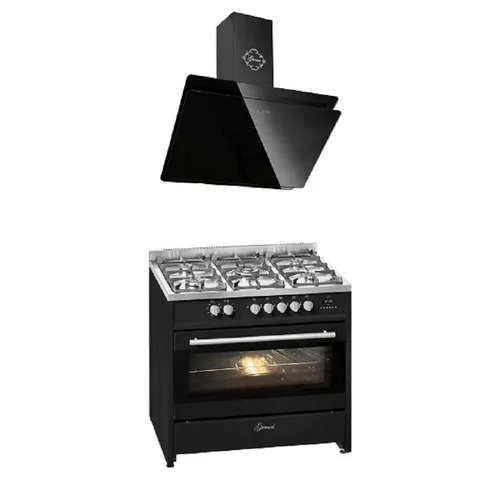 Gurari GCH 911 BL Gas Elektro Standherd 90cm Dunstabzugshaube 90 cm
