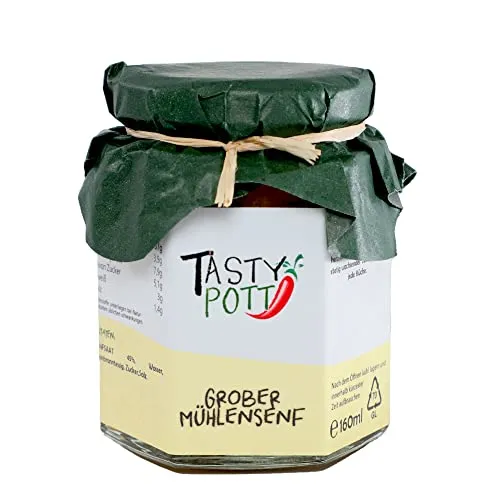 Tasty Pott Senf I Verschiedene Senf Sorten I Senfsoße I Marinade I Dip I Kochen I Mühlensenf I Kniftensenf (Grober Mühlensenf)