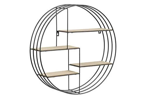 AC Design Furniture Nadine Rundes Wandregal aus Metall Schwarz mit 4 Ablagen, Kleine Wanddeko, Schwarzes Schweberegal, Hängeregal im Industriestil, Ø: 10 x H: 45 cm