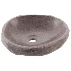 WOHNFREUDEN Naturstein Waschbecken grau oval 30 cm von Wohnfreuden