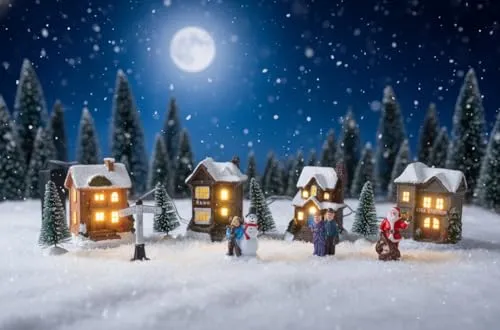 Bambelaa! Weihnachtsstadt Winterdorf Weihnachtsdorf Weihnachtsszene Weihnachten LED Beleuchtet Warmweiß Innen (12 TLG.)