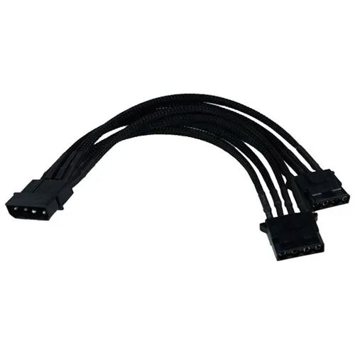 Phobya Y-Kabel 4Pin auf 2x 4Pin Einzel Sleeving 20cm - Schwarz