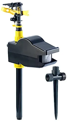 Exbuster Tiervertreiber: Wasserstrahl-Tierschreck mit PIR-Sensor, batteriebetrieben, 60 m² (Wasserspritze mit Bewegungsmelder, Wasserpistole Katzenabwehr, Katzenschreck Wassersprinkler)