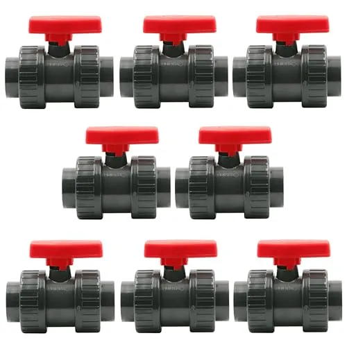 HAF 8x PVC 2-Wege Kugelhahn mit rotem Griff 50mm - Hochwertiger 2-Wege Kugelhahn aus PVC mit rotem Griff, ideal für Verrohrungen in Pool- und Teichbau. Langlebig und witterungsbeständig, perfekt für Druck- und Saugleitungen.