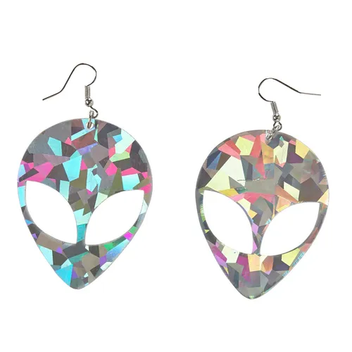 Holografische Ohrringe in Metallic-Optik für Festivals und Karneval Damen Schmuc