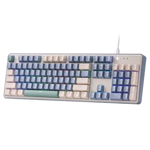 Redragon K685 104 Tasten Kabelgebundene RGB-Gaming-Tastatur mit Dichtung, 100% Layout Mechanische Tastatur mit Hot-Swap-Sockel, Schallabsorbierenden Pads und Linear Custom Switch, Vintage Blau
