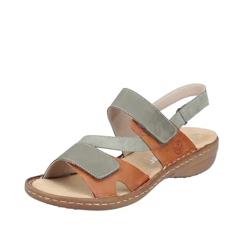 Rieker Damen Sandalen 60866 - Wanderschuhe mit flachem Absatz, ideal für Komfort und Stabilität beim Wandern. Aus Synthetik mit praktischem Klettverschluss.