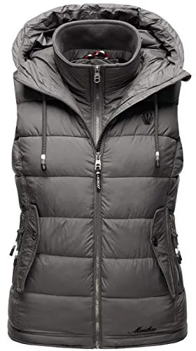 Marikoo Damen Steppweste Taisaa – Leicht, mit Kapuze und praktischem Leckerli-Beutel - Die modische Taisaa Steppweste von Marikoo bietet Komfort und Stil für Frühjahr und Herbst. Mit Kapuze, mehreren Taschen und einem praktischen Leckerli-Beutel ist sie der ideale Begleiter für Tierliebhaber.