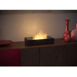 Bioethanolbrenner mit mattschwarzem Edelstahl-Arbeitsplatteneinsatz 50 cm - Schwarz