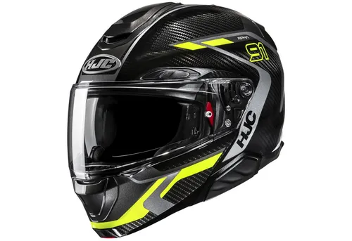 HJC RPHA 91 Carbon Lagos MC3H, Modularer Motorradhelm, M - Motorradhelm mit Integrated Matrix-Schale für optimale Stoßfestigkeit und Komfort. Aerodynamisches Design sorgt für Stabilität bei hohen Geschwindigkeiten. Belüftungssystem für besten Tragekomfort.