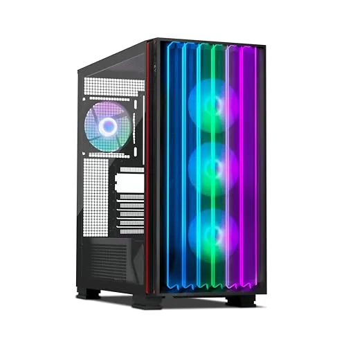Yeyian Mirage X PC-Gamer-Box | Kompletter Turm | Gehäuse 1,0 mm | ATX-Netzteile 2, 3 | Seitenteil aus gehärtetem Glas | CPU-Kühler bis 180 mm | GPU bis zu 420 mm | 4 ARGB-PWM-Lüfter