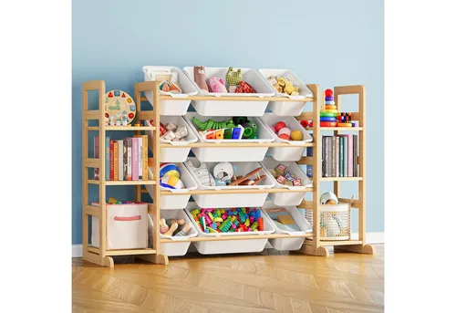 SpaceAid Kinderregal mit 6 Regalen und 12 Behältern von SpaceAid