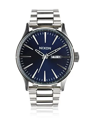 Nixon Armbanduhr Sentry Edelstahl Blue Sunray - Herren-Armbanduhr mit japanischem Quartzuhrwerk, 10 ATM wasserdicht und stilvollem Edelstahl-Design für zeitlose Eleganz.