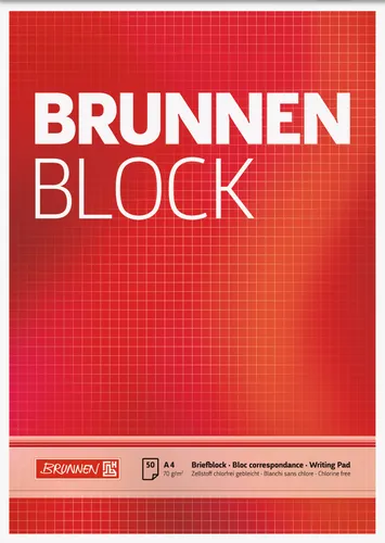 Brunnen Briefblock Schreibblock A4 kariert 50 Blatt 70g/m² 1052728 ungelocht