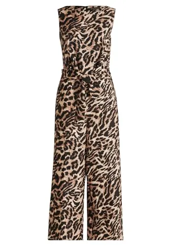 BETTY BARCLAY Damen Jumpsuit mit Eingrifftaschen, Gr. 38, schwarz/beige - Modischer Jumpsuit für Damen, figurumspielend mit trendigem Animal-Muster und praktischen Eingrifftaschen – ideal für Alltag und besondere Anlässe!