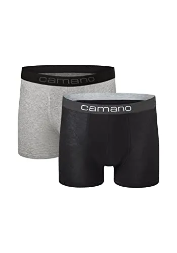 Camano Herren Boxershorts Unterhosen Herren elastischer Gummibund ohne Einschneiden Baumwolle Stretch hautfreundlich Atmungsaktiv 2er Pack M Black Mix