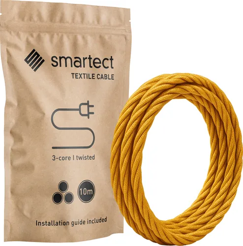 Textilkabel 10 m Gold – Hochwertiges 3-adriges Lampenkabel - Ideal für stilvolle Lampen: Dieses 10 m lange Textilkabel in Gold vereint Flexibilität und Sicherheit. Perfekt für individuelle Lampendesigns mit einfacher Montage durch deutschsprachige Anleitung.