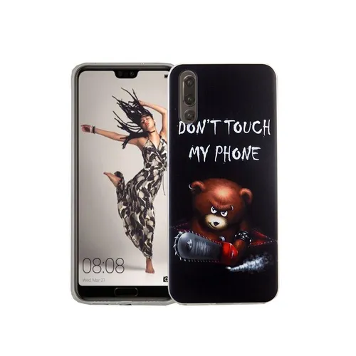 Huawei P20 Handyhülle Schutzcase Bär mit Kettensäge Cover Bumper Schale Etuis
