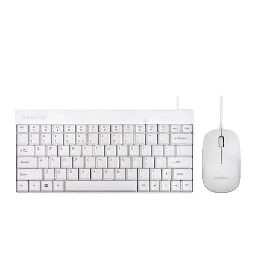 Perixx PERIDUO-212 DE, Mini USB-Tastatur und Maus Set in Weiß - Tastaturen – Kompaktes Plug-and-Play Set mit leisen Tasten und optimaler Ergonomie, ideal für kleine Arbeitsplätze.