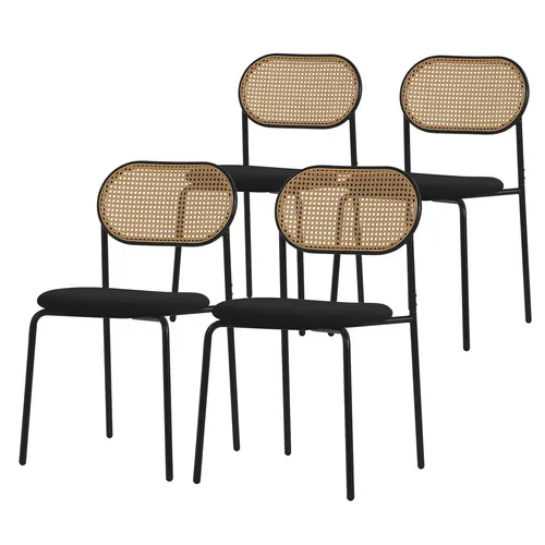 ML-DESIGN Esszimmerstühle 4er Set aus Rattan - Moderne Stühle für dein Esszimmer mit ergonomischem Design, gepolsterter Sitzfläche und stabilen Stahlgestell. Ideal für jeden Esstisch, schonend für den Boden dank Bodenschonern.