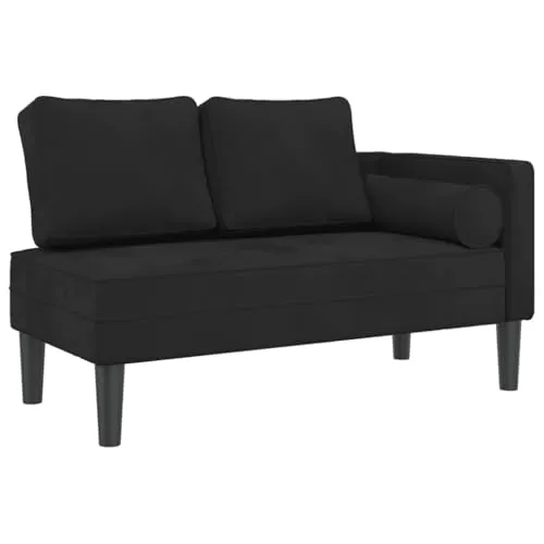 vidaXL Chaiselongue mit Kissen Schwarz Samt von vidaXL