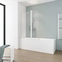 Badewannenaufsatz 2-teilig SCHULTE Komfort ExpressPlus - Duschabtrennung aus Klarglas (115 x 140 cm), platzsparend und ideal für ein modernes Badezimmerdesign.