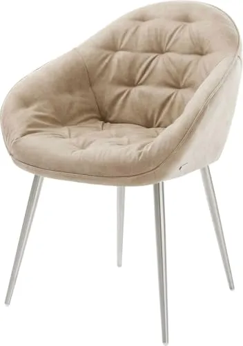 DELIFE Esszimmerstuhl Gaio-Flex - Beige Vintage Mikrofaser - Eleganter Esszimmerstuhl mit hochwertiger Mikrofaserbezug, der weich und robust ist. Der 4-Fuß aus gebürstetem Edelstahl sorgt für Stabilität und zeitloses Design.