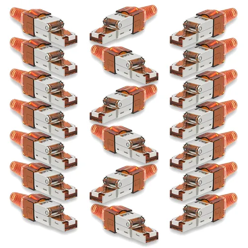 20x Netzwerk Stecker CAT 7 Werkzeuglos RJ45 CAT7 Netzwerkstecker Netzwerkkabel