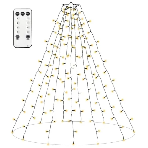 Senhui Weihnachtsbaum Lichterkette, 2M 400er LED 20 Stränge 8 Leuchtmodi Christbaumbeleuchtung mit Sternenring Innen Außen Dekor für 150cm-240cm Tannenbaum Warmweiß
