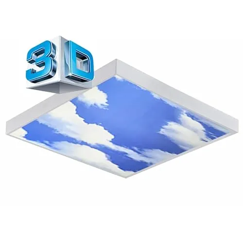 62x62 LED Deckenleuchte 3D Himmel - Lampen mit 3D Darstellung eines blauen Himmels und weißen Wolken, bringen Licht und Wohlbefinden in jeden Raum. Energieeffizient mit 1600 Lumen und einfacher Montage durch Klick-System.
