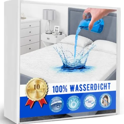 Matratzenschoner 140 x 200 x 30 cm Wasserdicht, Frottee Matratzenauflage Atmungsaktiv & Geräuschlos, Matratzenschutz, Rundum Elastisch Weiß