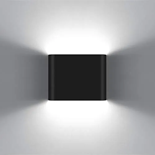 KAWELL 6W Modern Wandlampe LED Wandleuchte Up Down Aluminium Wandbeleuchtung Wasserdicht IP65 Innen Außen für Schlafzimmer Badezimmer Wohnzimmer Flur Treppen Korridor, Schwarz 6000K