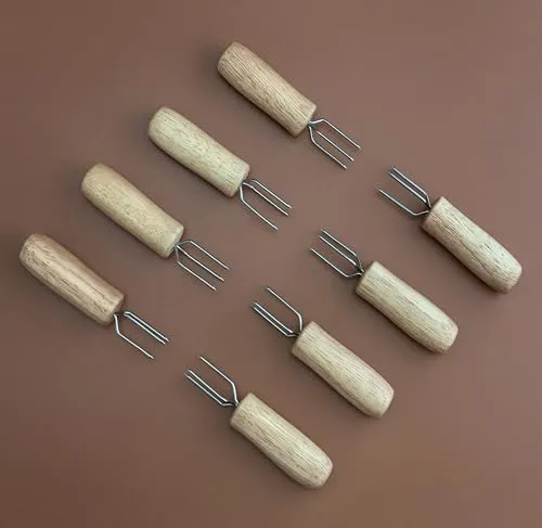 PRECORN 8 Stück Maiskolbenhalter Maisspieße Set mit Holzgriff für Grillen - Holz Mais Halter Holzgriff Corn Holder BBQ Zubehör - Ideal auch für Camping & Picknicks