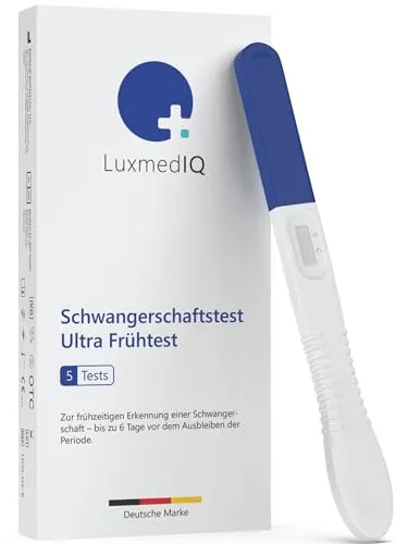 5x LuxmedIQ Schwangerschaftstest Ultra Frühtest - 6 Tage früher Testen - über 99% Zuverlässig